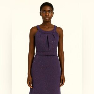 Vera Wang Purple Tweed Belted Dress | Size 8 | Classic Sophistication